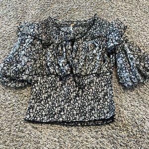 Smocked Free People Floral Blouse Small